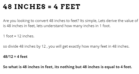 48 inches to feet