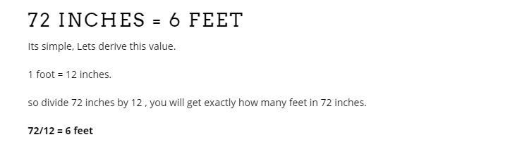 72 inches to feet