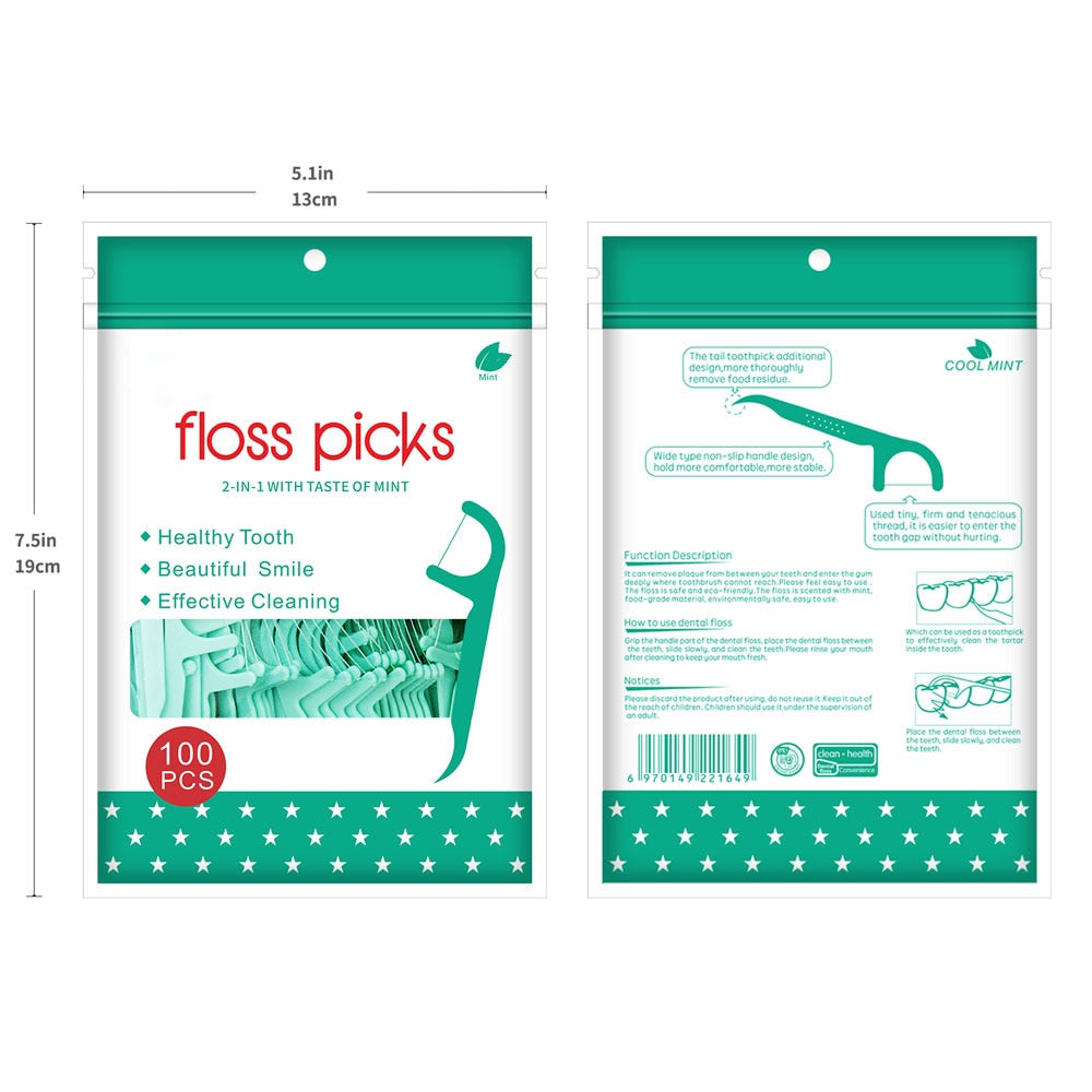 600pcs Mint Flavor Dental Floss Toothpicks