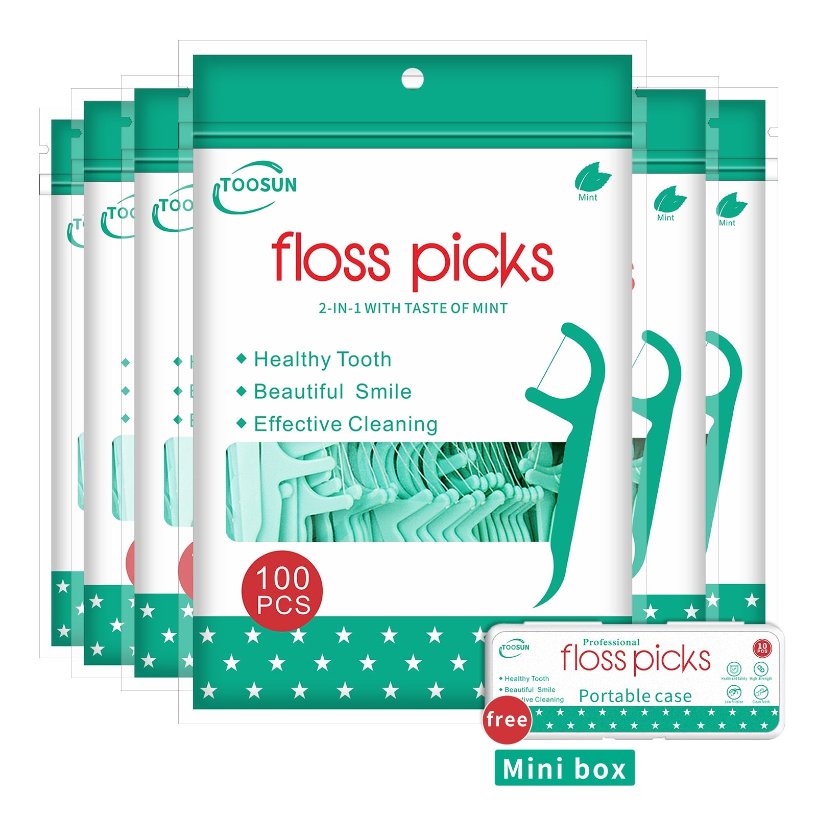 600pcs Mint Flavor Dental Floss Toothpicks