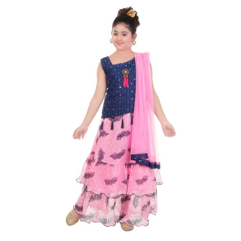 Cutie Pie Kids Girls Festive/Party Wear Designer Lahenga Choli Dupatta Set