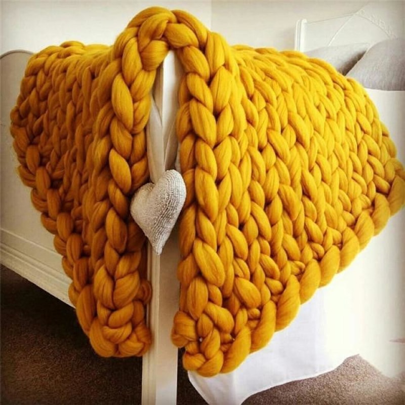Handmade Chunky Knitted Blanket - dilutee.com