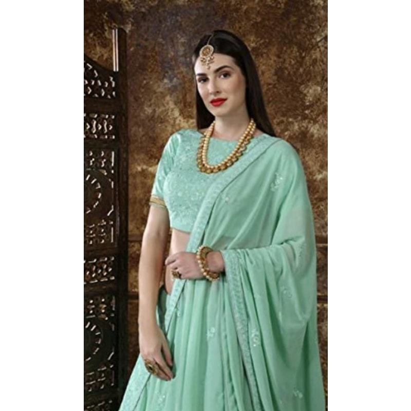 Mint Green Indian Wedding Designer Georgette Lehenga Choli