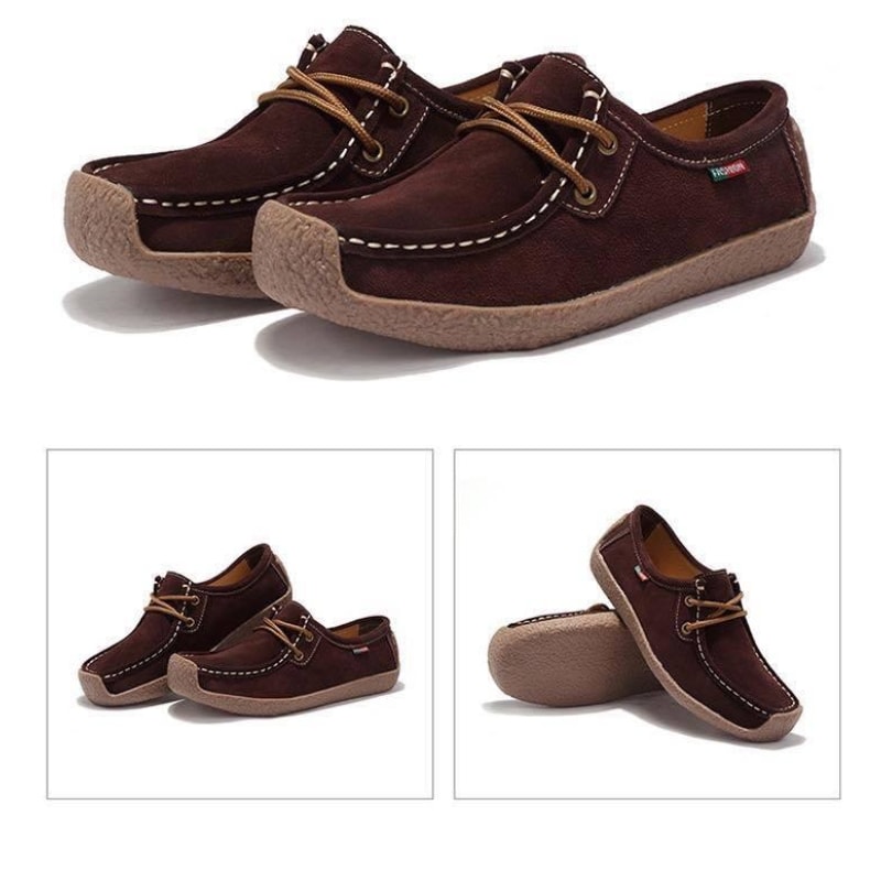 Scarlet Leather Flat Shoes - dilutee.com