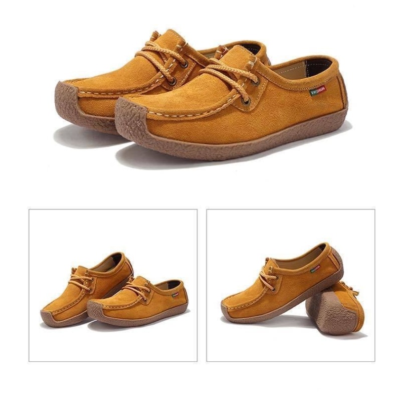 Scarlet Leather Flat Shoes - dilutee.com