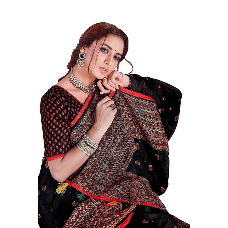 Trendy Attractive Jute Silk Printed Saree with Blouse piece