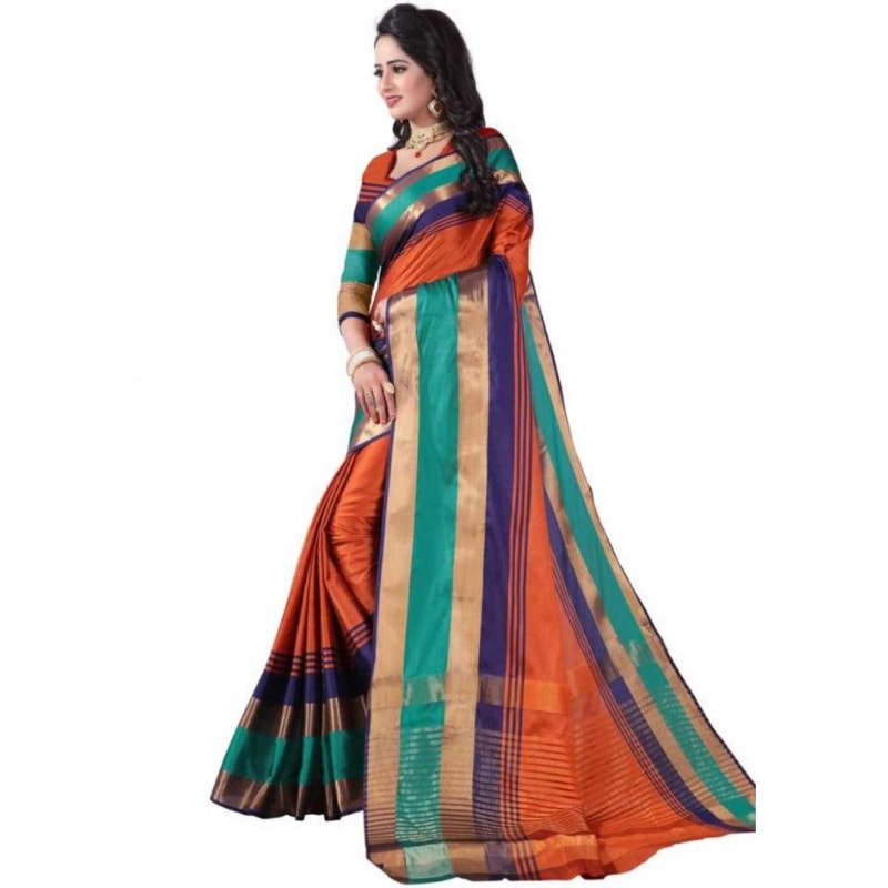 Trendy Cotton Silk Sarees with Blouse