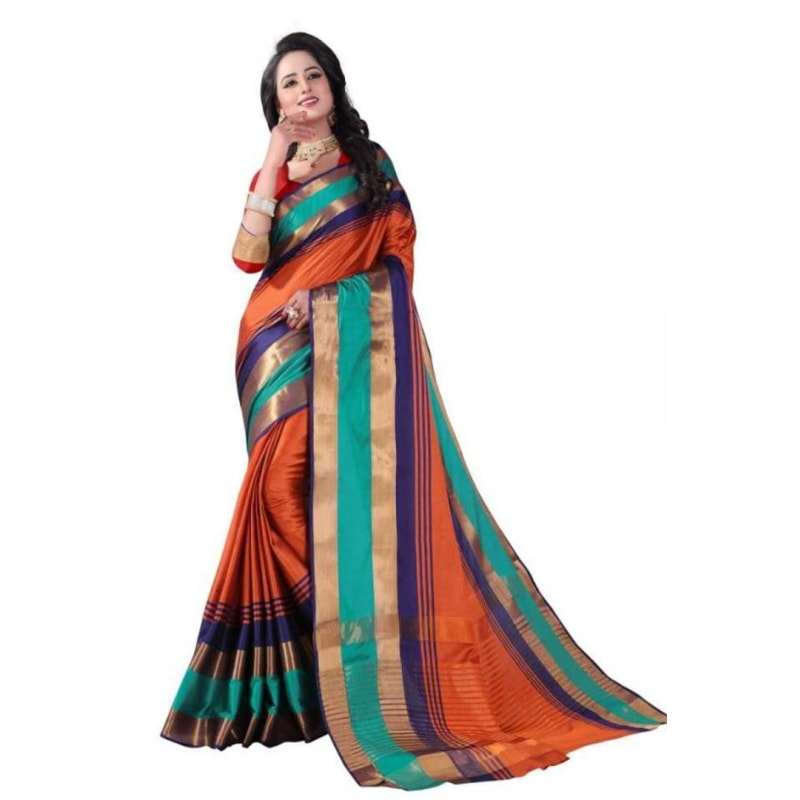 Trendy Cotton Silk Sarees with Blouse