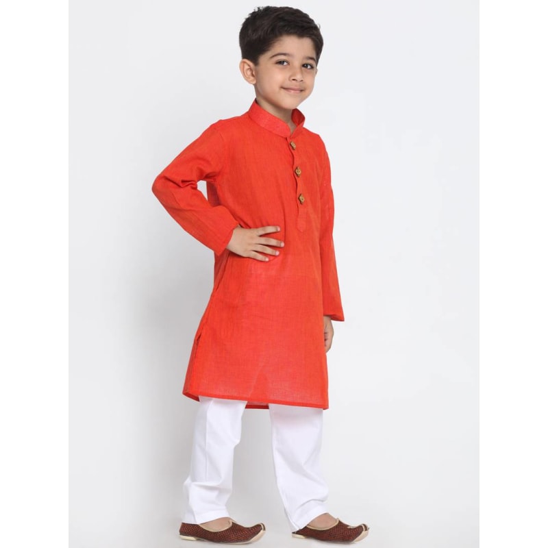 Vastramay Boy's Multicoloured Ethnic Wear Cotton Blend Kurta and Pyjama Set (Pack of 2)
