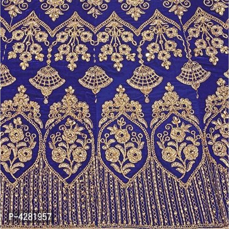 Women's Blue Semi Stiched Embroidered Velvet Lehenga Choli With Dupatta