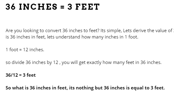 36 inches in feet