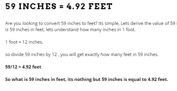 59 inches to feet