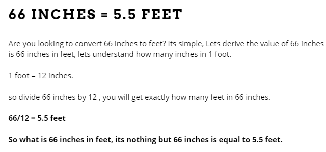 66 inches to feet