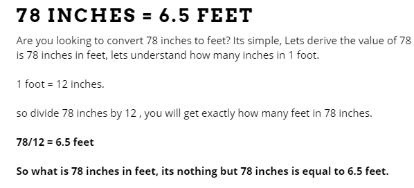 78 inches in feet