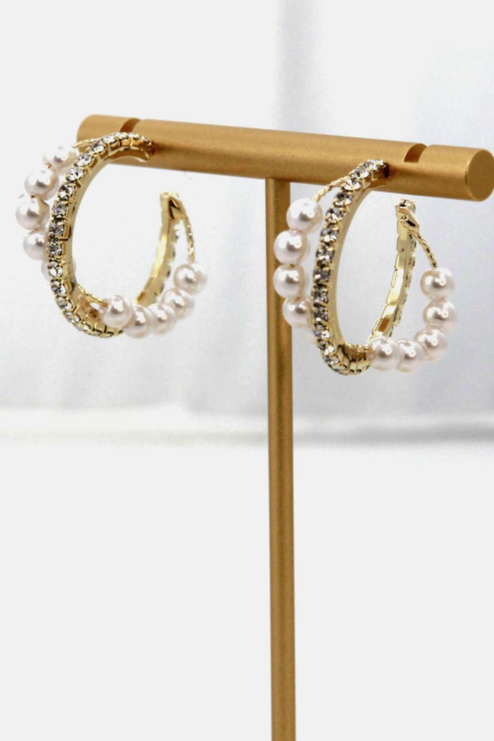 Alloy Pearl Hoop Earrings