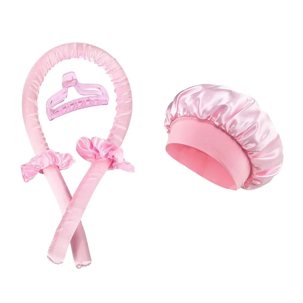 Heatless Curling Rod Set, Satin Overnight Hair Curlers Headband with Scrunchies, Clip & Sleep Cap