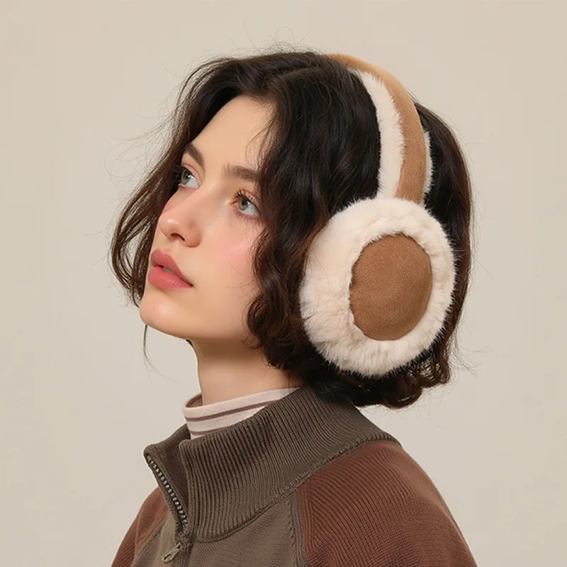 Faux Fur Earmuffs for Women – Foldable Plush Winter Ear Warmers, Soft & Cozy
