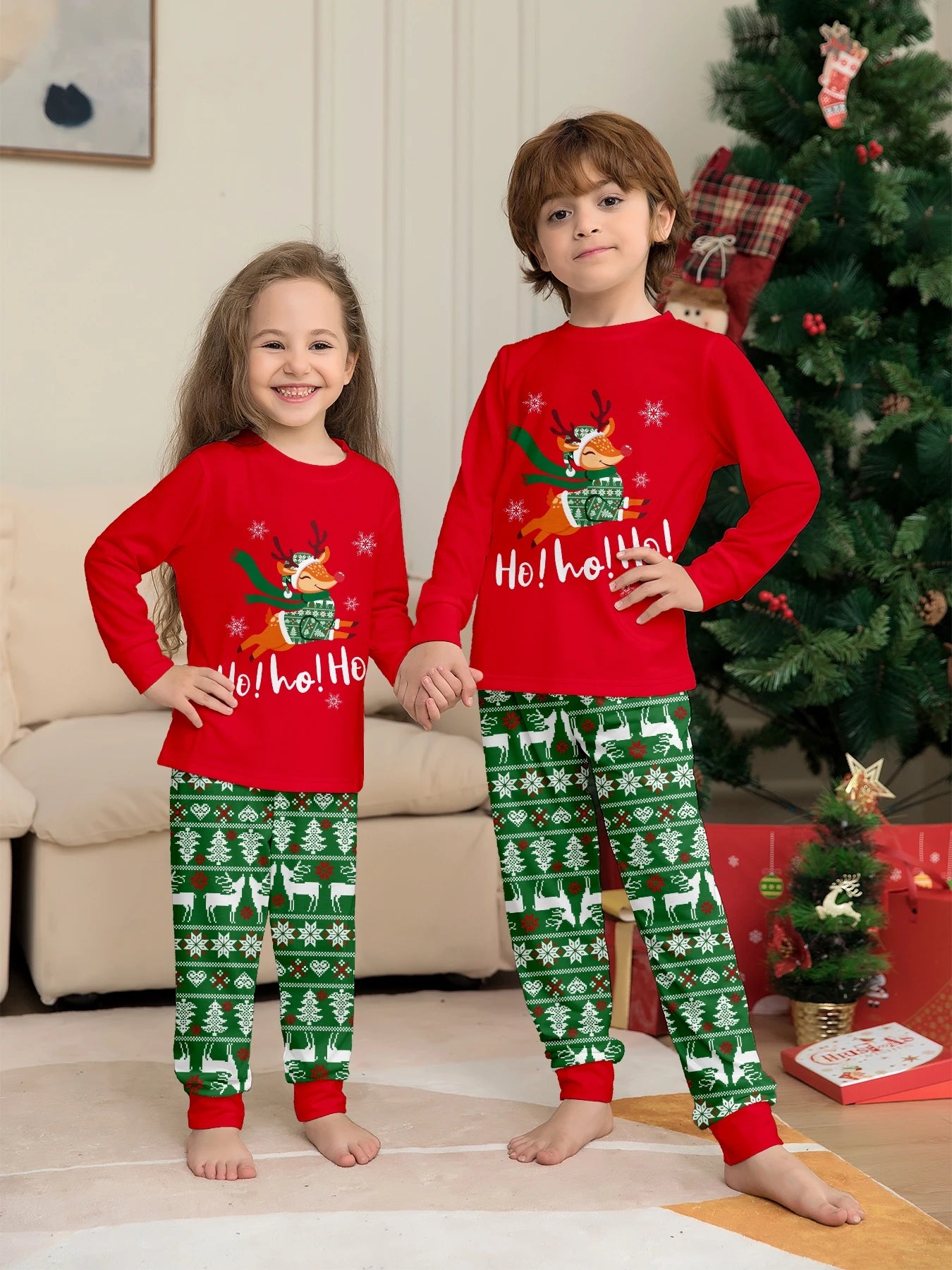 Cartoon Print Family Christmas Pajamas Set