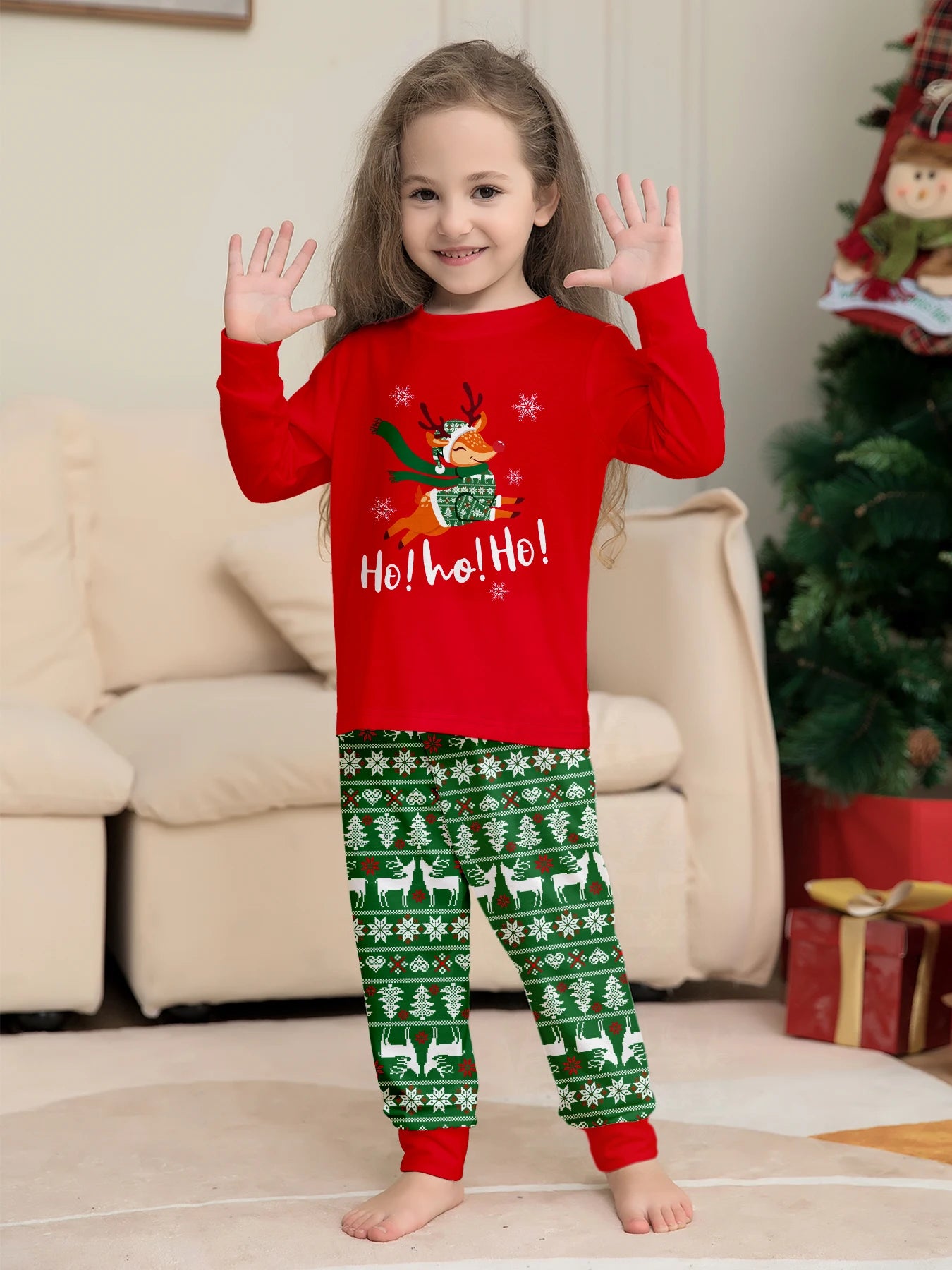 Cartoon Print Family Christmas Pajamas Set