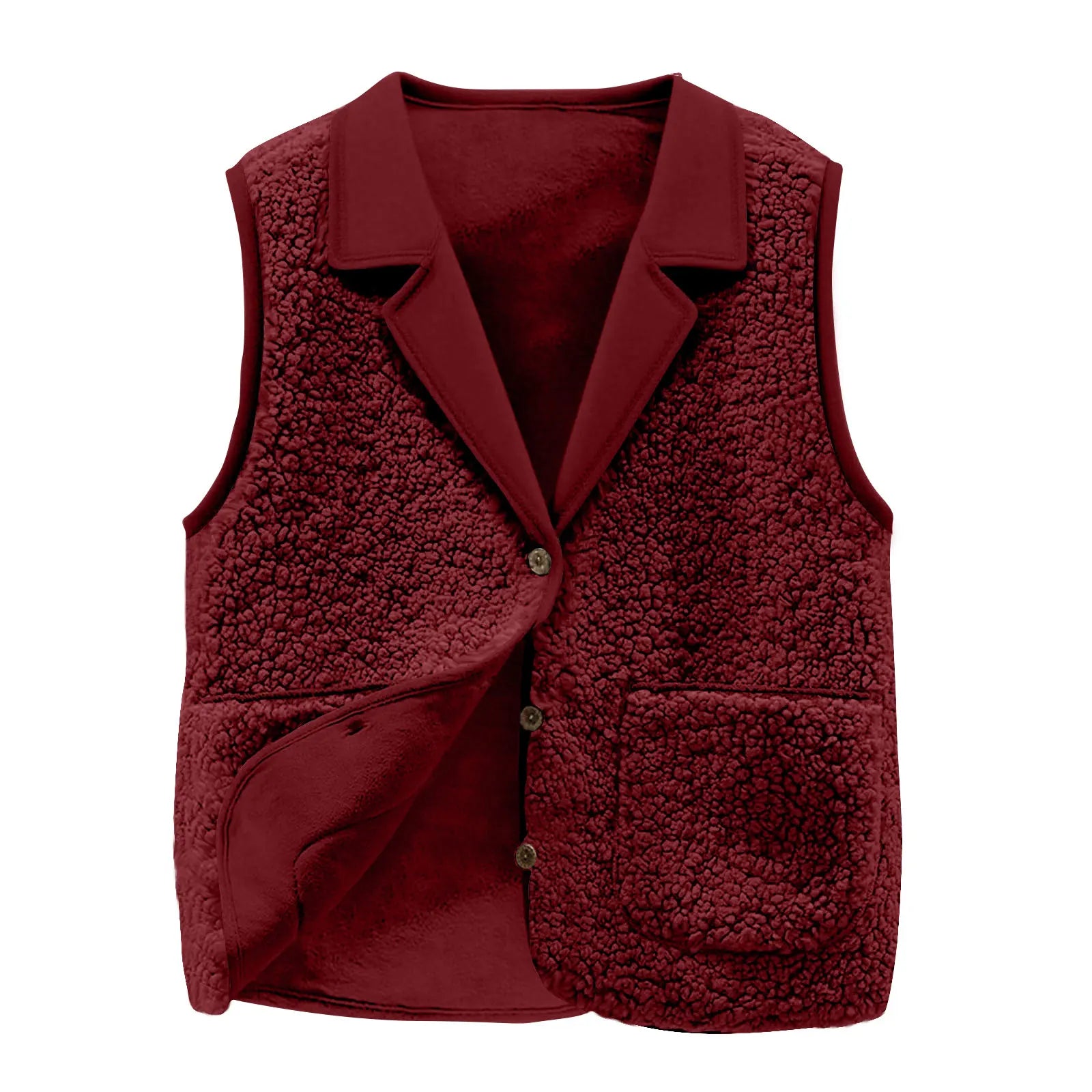 Women's Sherpa Fleece Vest – Cozy Teddy Button-Front Gilet with Pockets