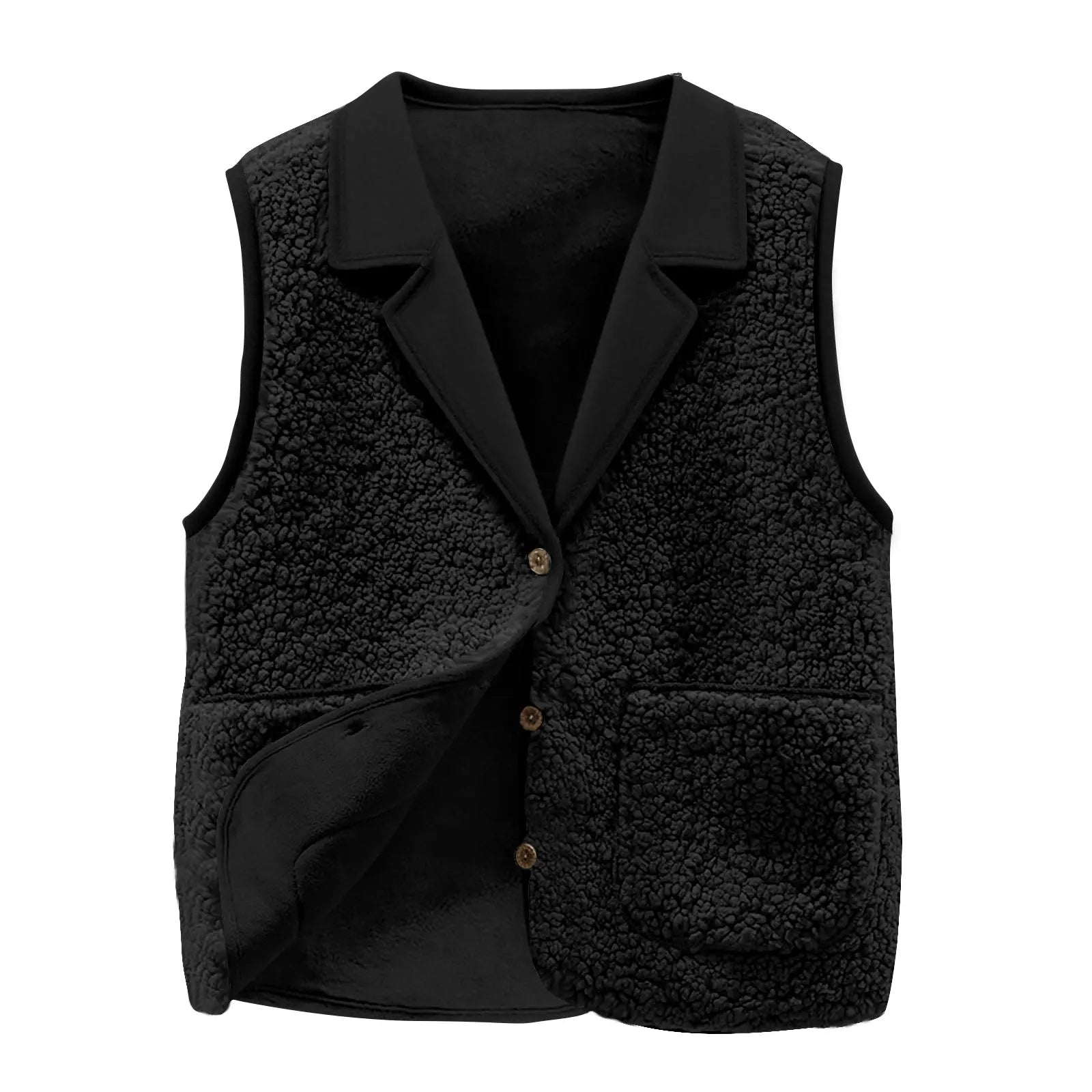 Women's Sherpa Fleece Vest – Cozy Teddy Button-Front Gilet with Pockets