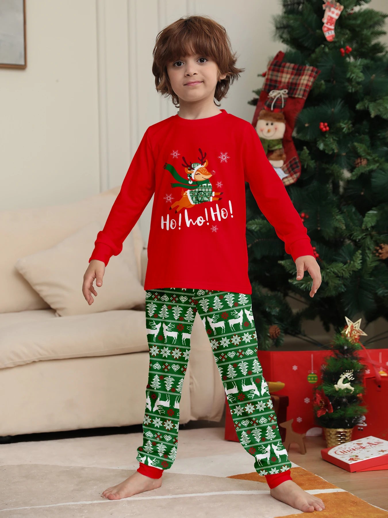 Cartoon Print Family Christmas Pajamas Set