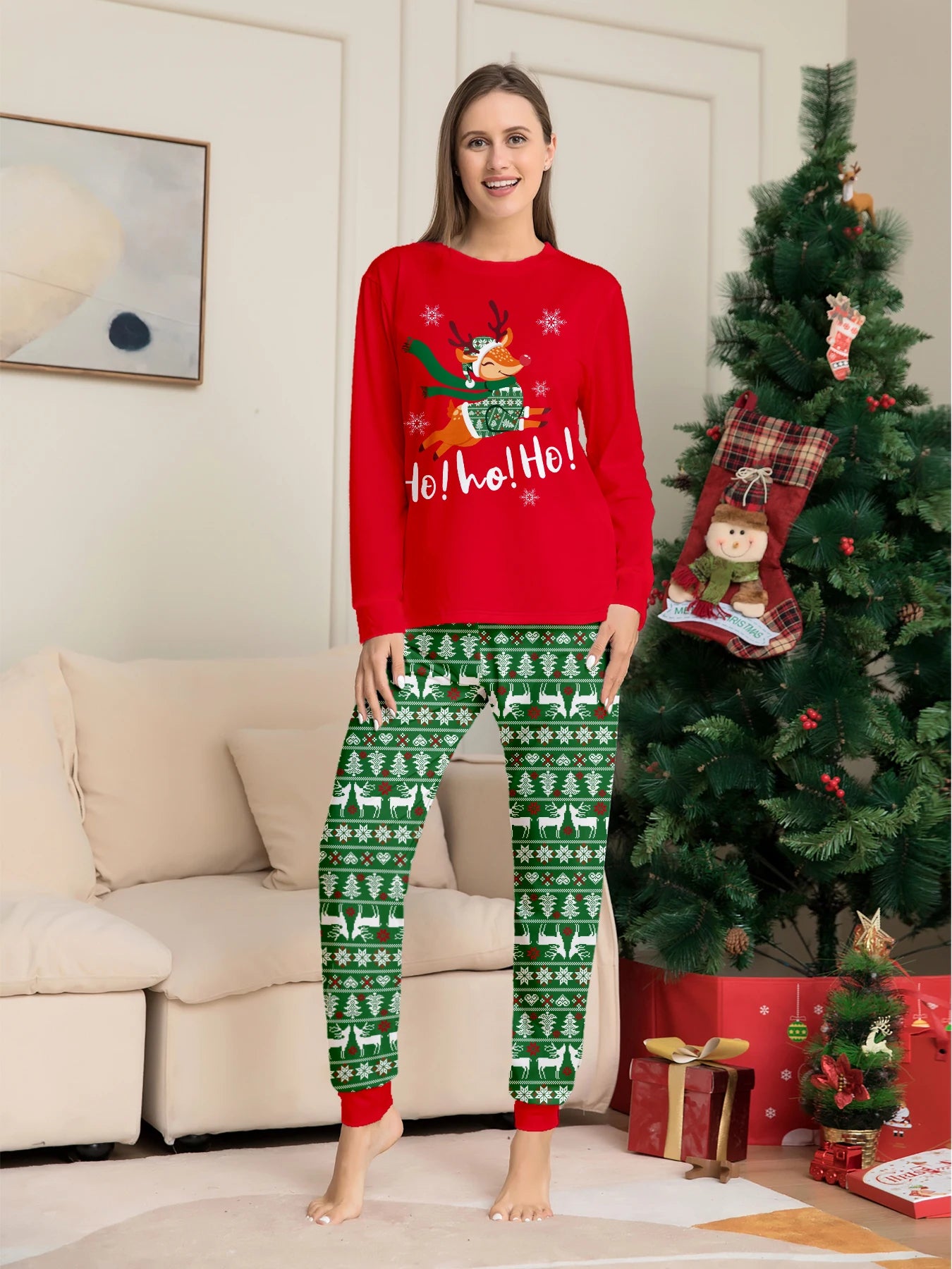 Cartoon Print Family Christmas Pajamas Set