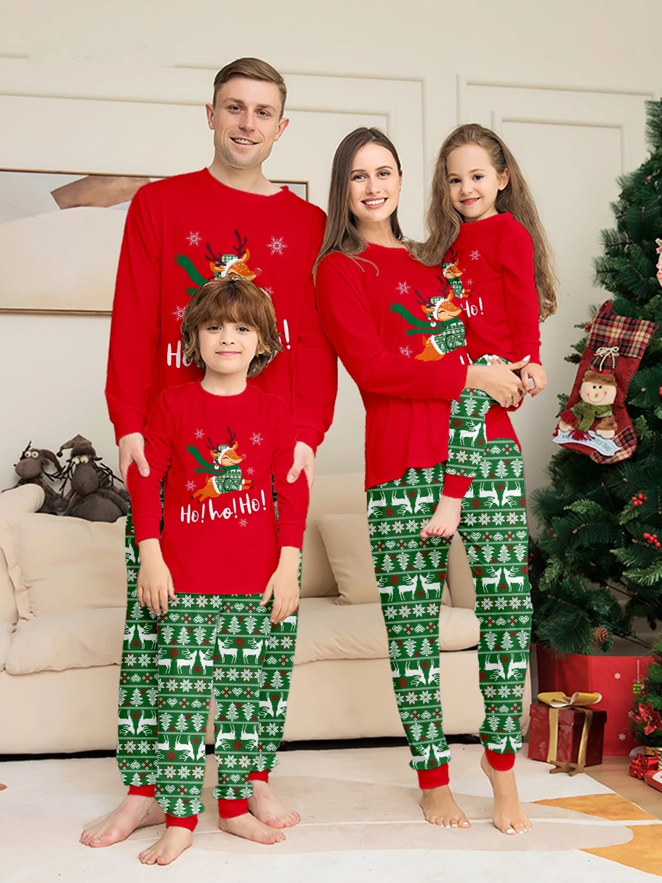Cartoon Print Family Christmas Pajamas Set