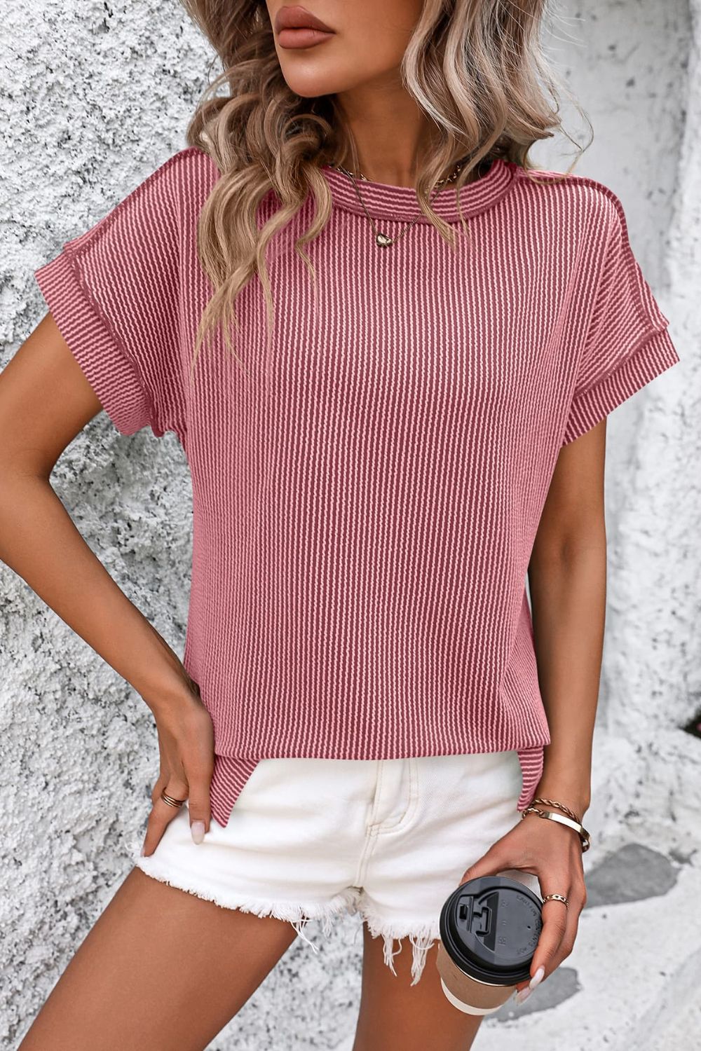 Striped Round Neck Short Sleeve T-Shirt