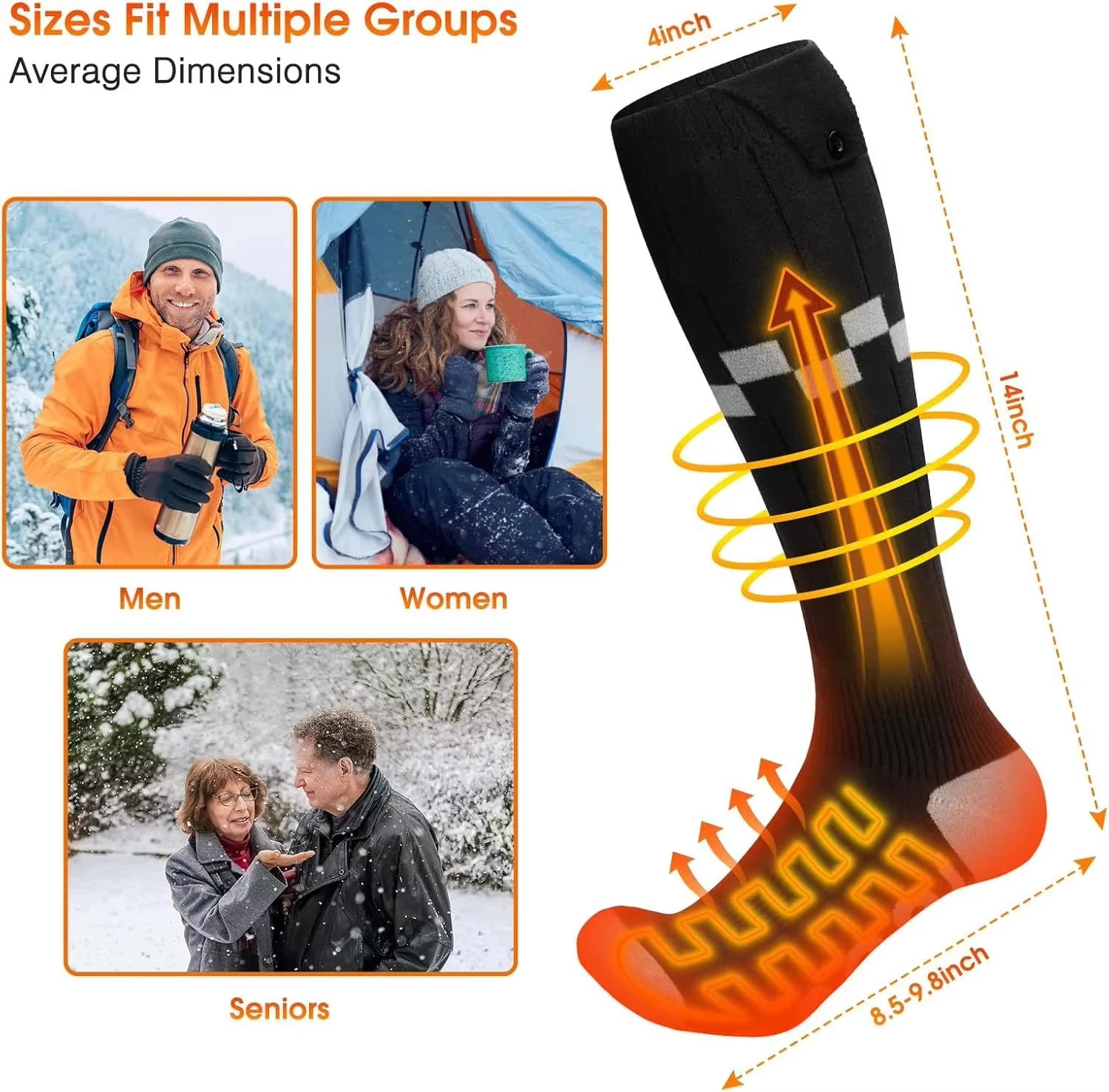 One size heated socks fit men, women and seniors