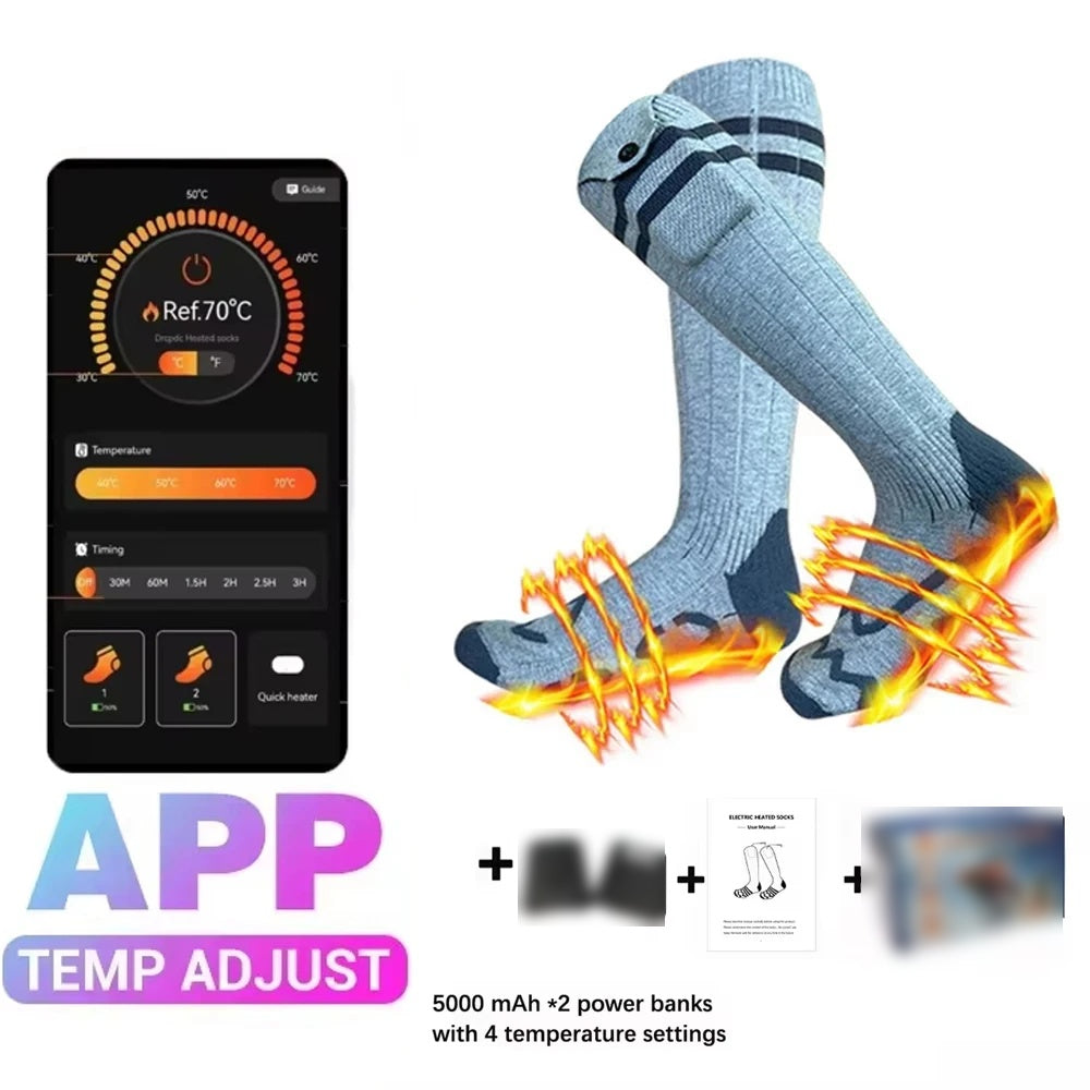 Rechargeable heated socks in Slate Blue