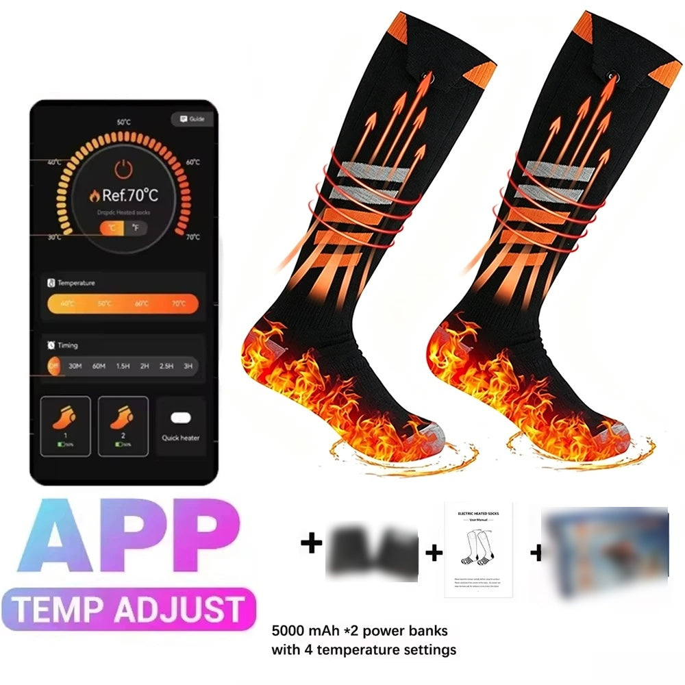 Rechargeable heated socks in Black Ember