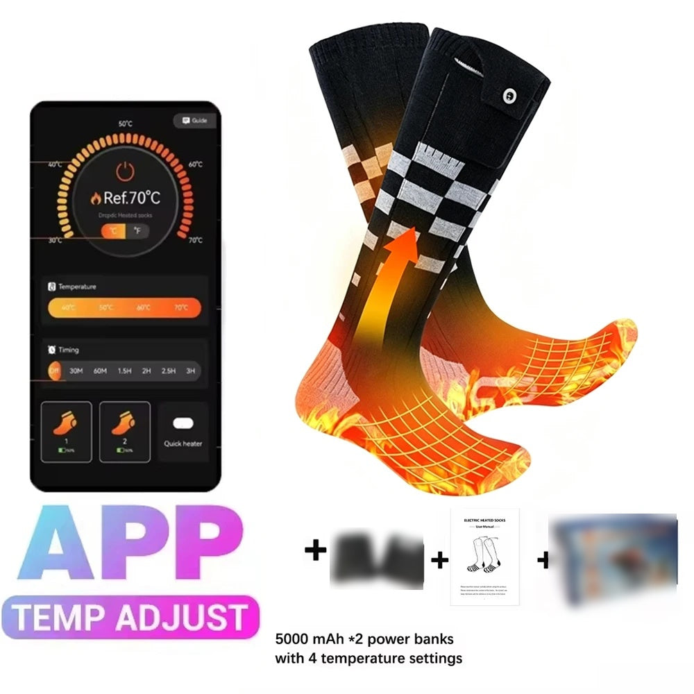 Rechargeable heated socks in Racing Checker