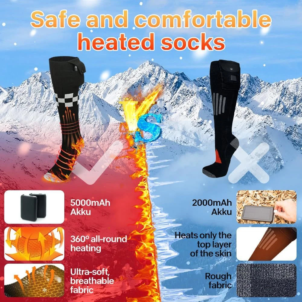 Heated socks with full-foot heating vs ordinary warmers