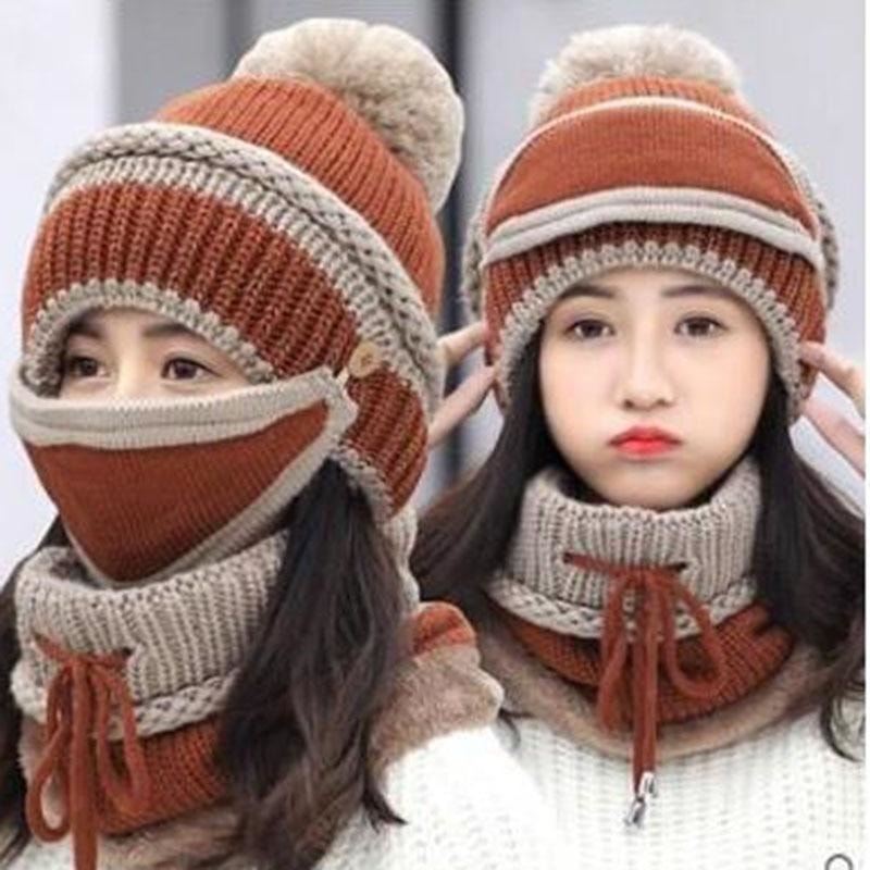3 In 1 Women’s Winter Knitted Beanie - dilutee.com