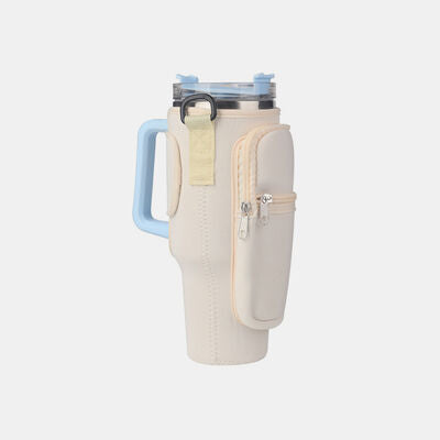 Insulated Tumbler Cup Sleeve With Adjustable Shoulder Strap