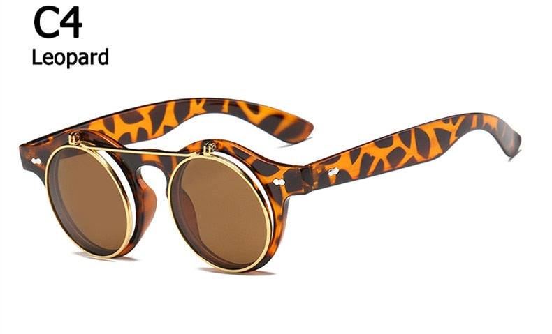 Stylish Steampunk Flip Sunglasses for Women - Fashionable Sun Protection