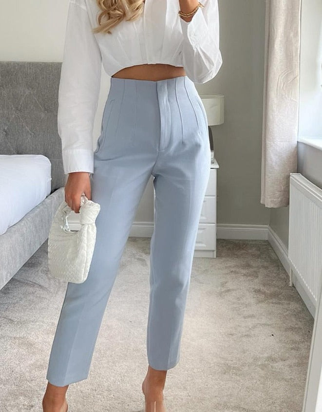 light blue dress pants women Light Blue Palazzo Pants Suit: Women's Graduation Outfit