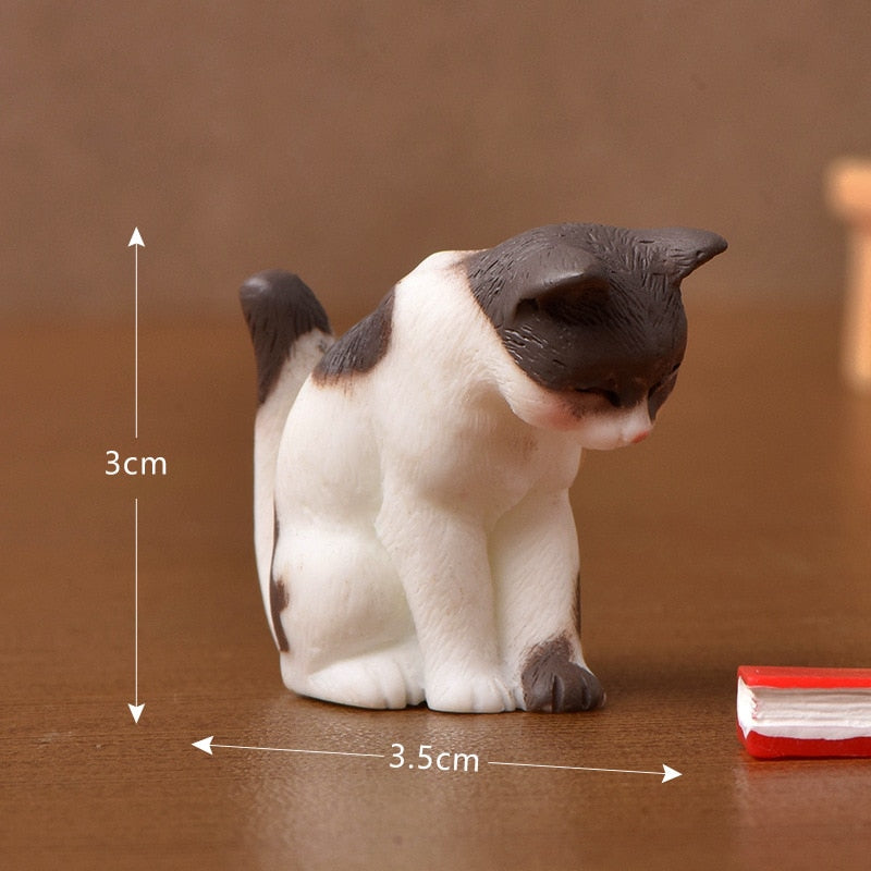 aerkesd Micro Landscape Cat Figurine Aesthetic Wood Burrs-free