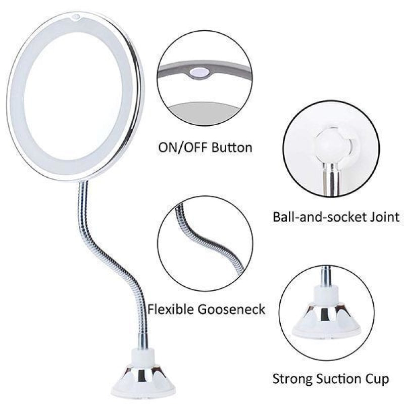 10x Magnifying LED Lighted Makeup Mirror - dilutee.com
