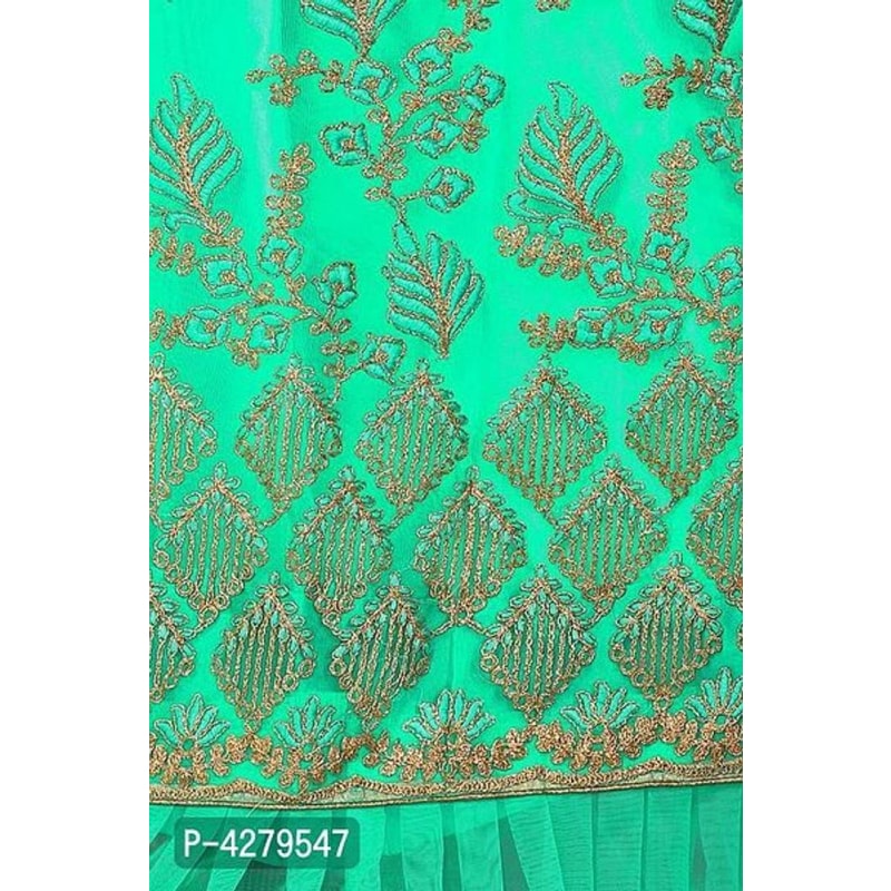 Blue Embroidered Net Semi Stitched Lehenga Choli with Dupatta