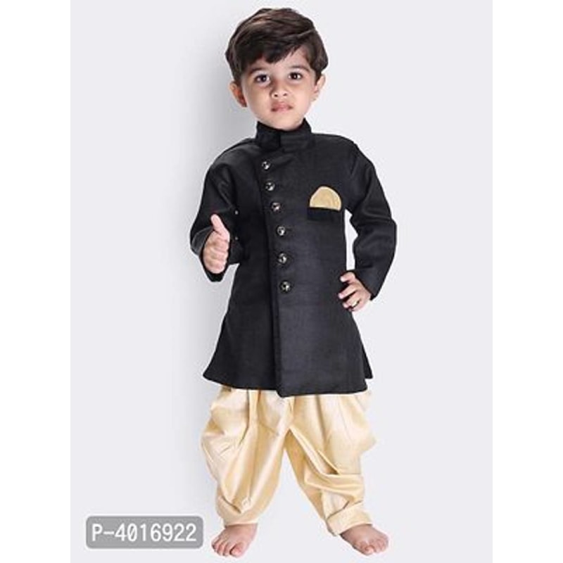 Boy's Black-Gold Sherwani and Dhoti Pant Set (Combo Pack)