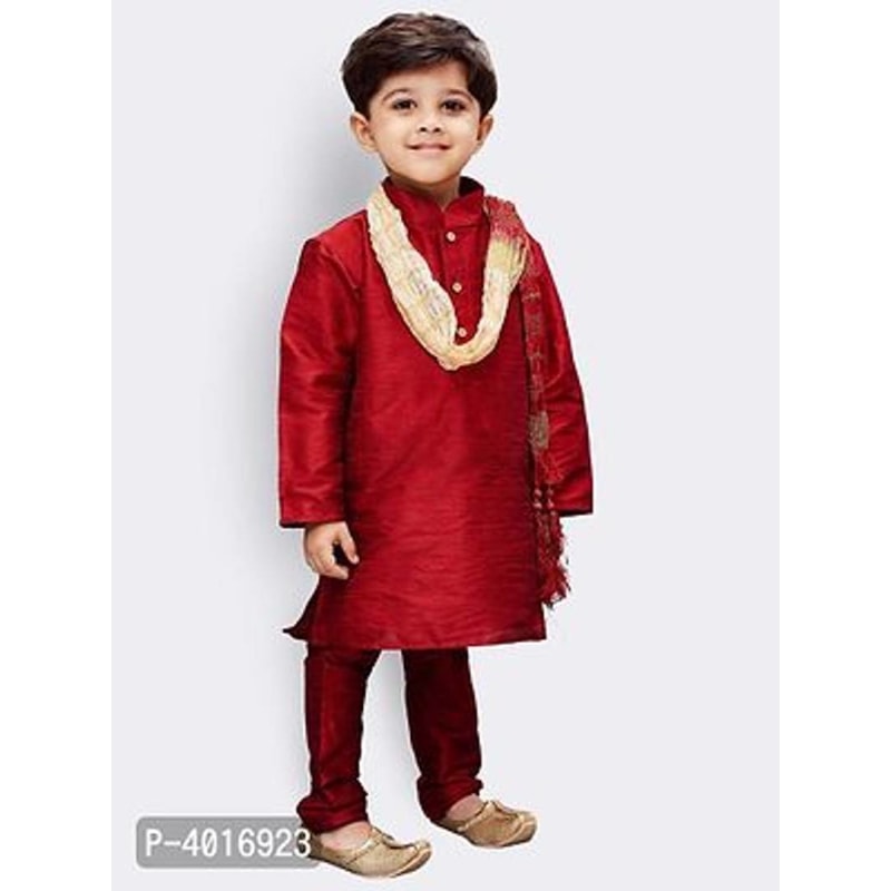 Boy's Gold-Maroon Sherwani and Dhoti Pant Set (Combo Pack)
