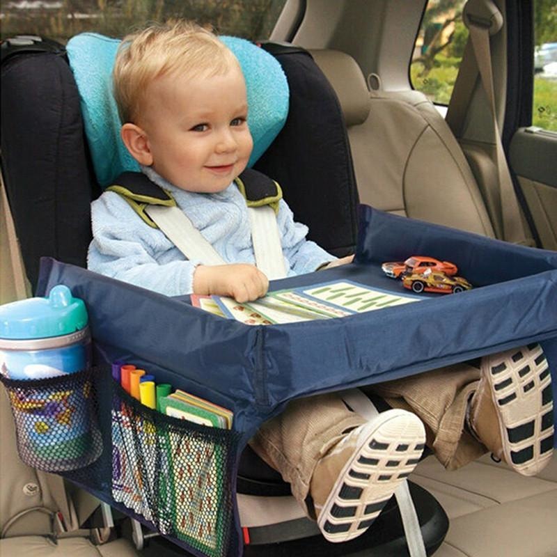 Kids Travel Tray - Car Seat and Car Cup Holder Tray - Tray for Snacks, Entertainment, Toys - Includes Cup Holder - Fits Most Car SEATS