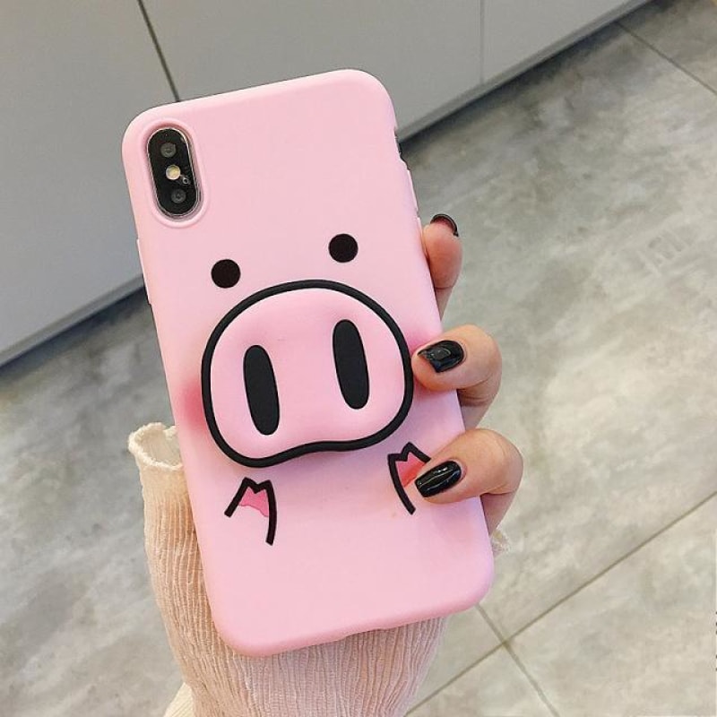 Cute Pig Nose Pop socket Phone Case - dilutee.com