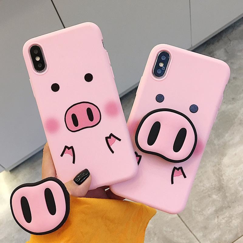 Cute Pig Nose Pop socket Phone Case