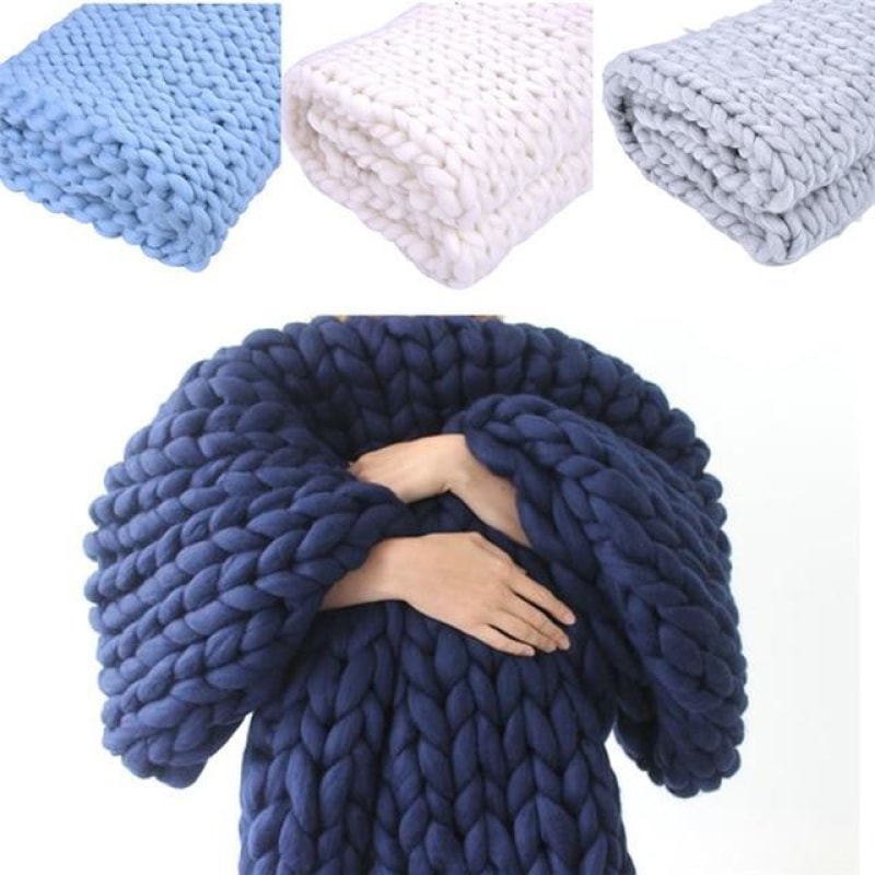 Handmade Chunky Knitted Blanket - dilutee.com