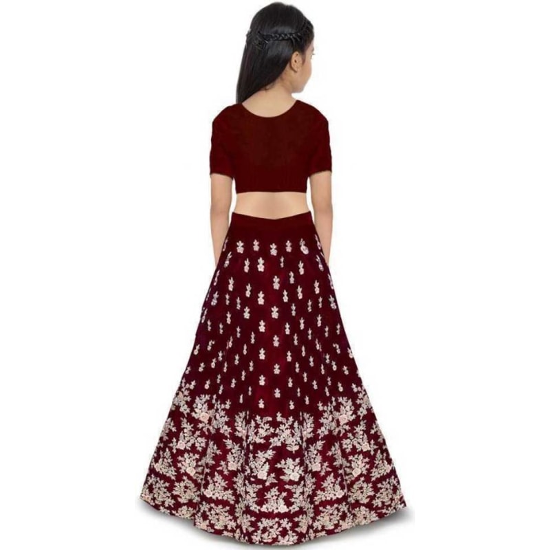 Buy Piludi Girls Maroon Embroidered Art Silk Lehenga & Choli | Girls Lehenga  Choli | Girls Ethnic Wear | Kids Ethnic Wear Online at Best Prices in India  - JioMart.