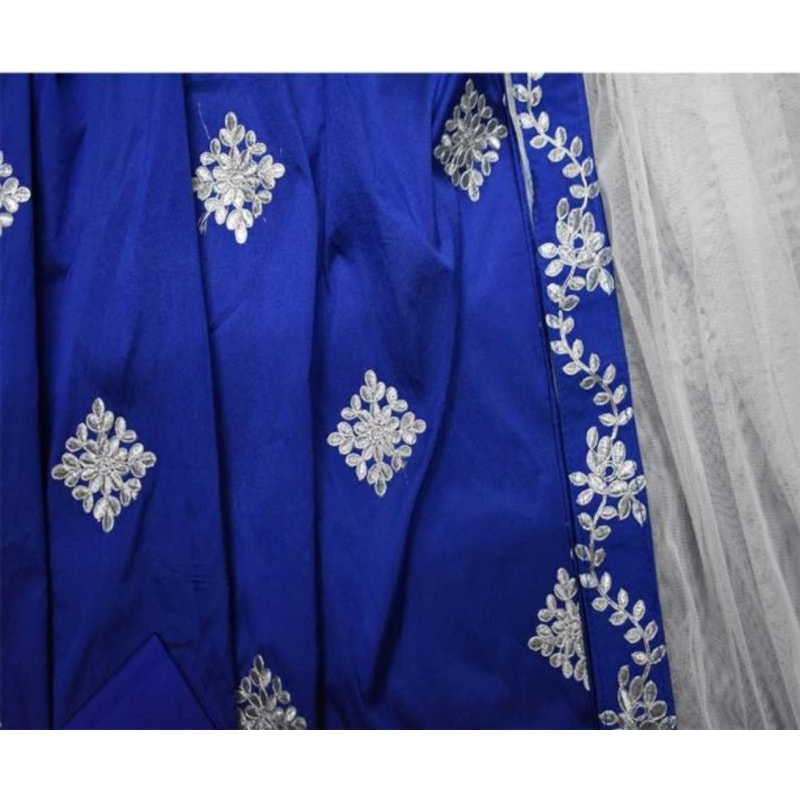 Harshiv Creation Royal Blue Color Simple Embroidered Satin Kids Girls Party Wear Lehenga Choli