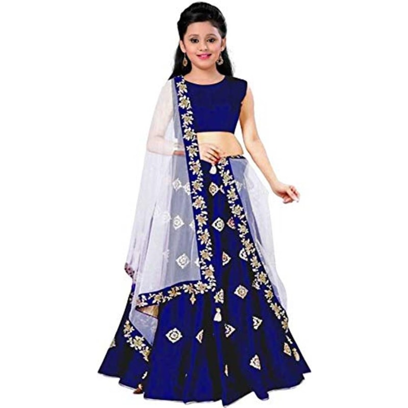 Buy White and Blue Printed Lehenga Online in USA with Blue Dupatta – Pure  Elegance